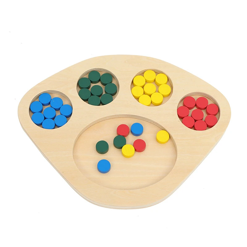  Ruizhi Color Dots Sorting Tray Baby Wooden Montessori Rainbow Matching Game Children Early Educatio
