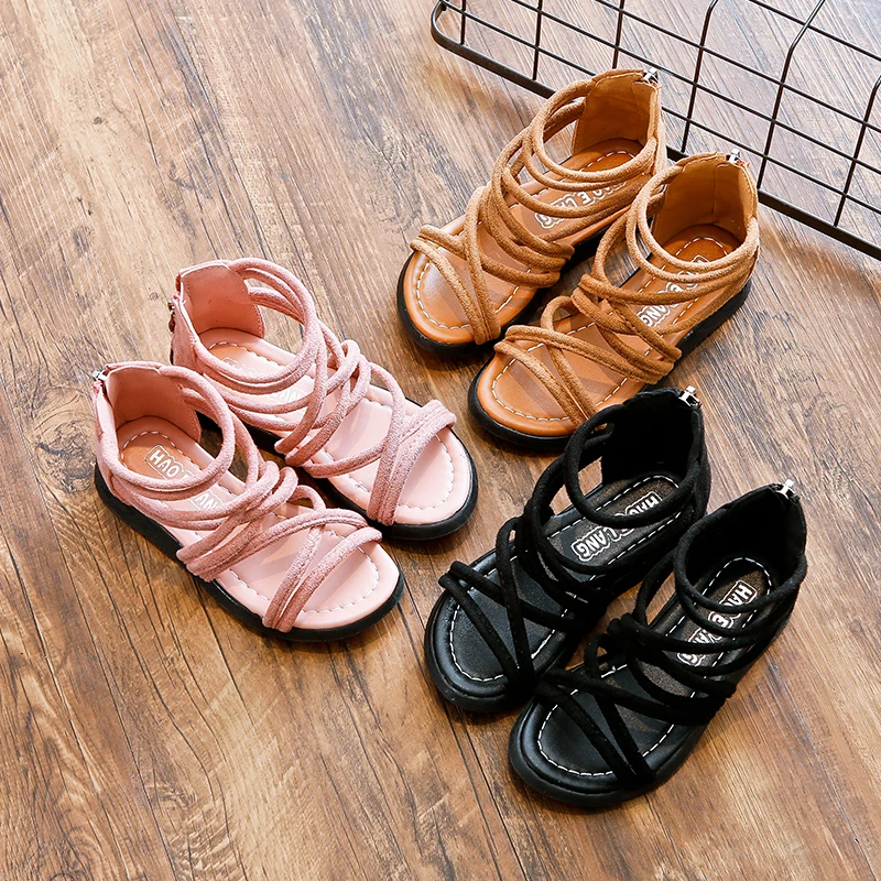 ULKNN New Suede Children's Sandals Girls Princess Shoes In The Big Boy Open Toe Roman Shoes Baby Sandals Tide 2021 Summer