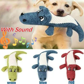 

Pet Dog Toy Plush Linen Bite-proof Crocodile Toy Stuffed Animals Crocodile For Pet Dog Squeaky Noise ChewsToy Cleaning Teeth Toy