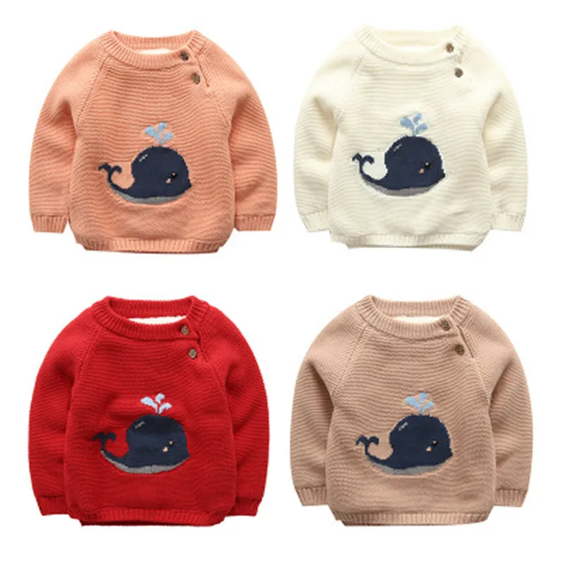 Thick Whale Baby Girl Sweater Knitted Cardigans Pullover Thick Warm Boys Sweaters Children Clothing Sweaters Kids Boys Tops