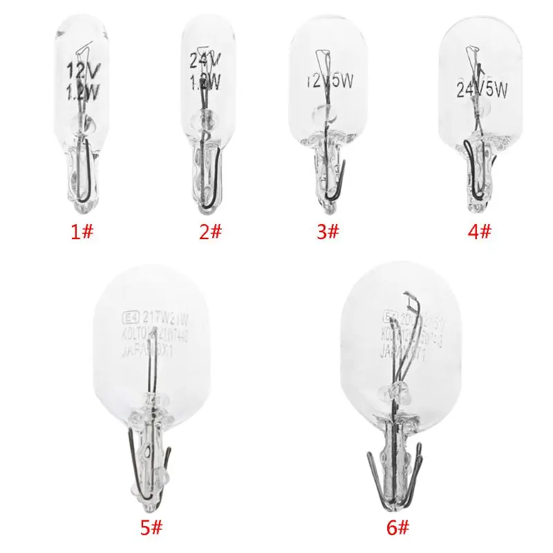

10Pcs T5 W5W White Color 1.2W 194 501 Halogen Bulb Side Wedges Car Light Source Instrument Lamp Signal Lamp