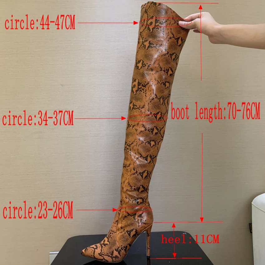 Ceny 2019 marka jesień buty damskie zimowe długie Stretch Slim udo wysokie buty ze skóry węża na kolana wysokie buty na obcasie buty kobieta