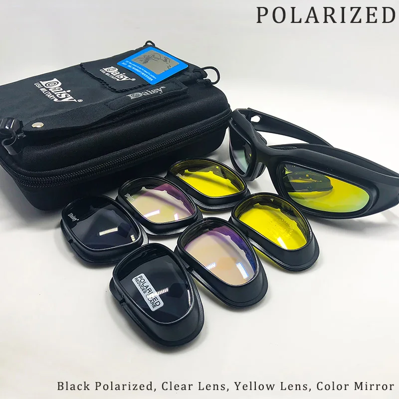 PO DAISY C5 поляризованные тактические очки фотохромный велосипед очки UV400 страйкбол защитные очки для занятий спортом на улице очки солнцезащитные очки - Цвет: PO