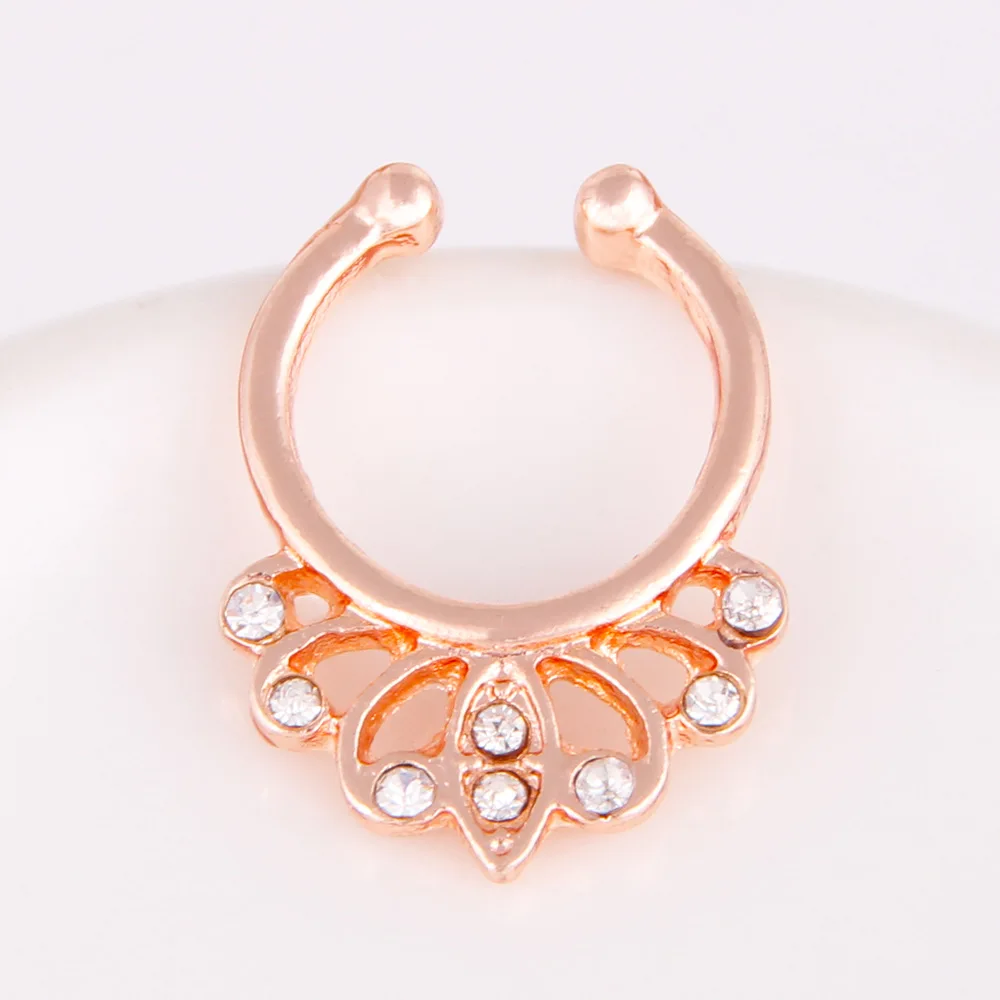 Европа и Америка популярный цветок тип алмаз набор Ложные кольцо для носа шпильки для пирсинга ювелирные изделия