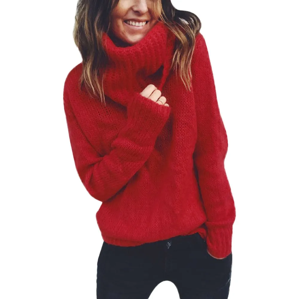 JAYCOSIN свитер Arcylic, одноцветная водолазка, пуловер для женщин, одноцветная Водолазка с длинным рукавом, вязаный свитер, джемпер, пуловер, топ, блузка