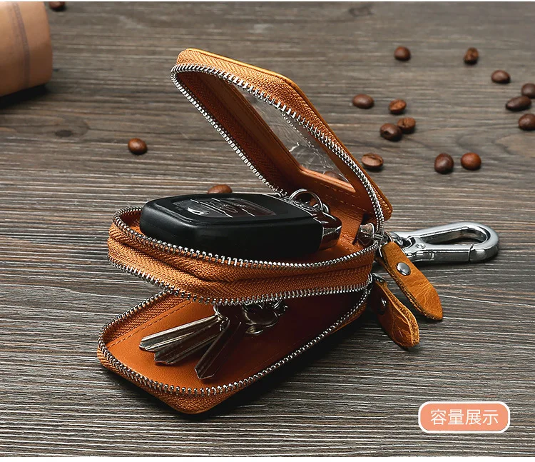 Retro multi-function household key bag men and women leather car key ring ring box female key wallet