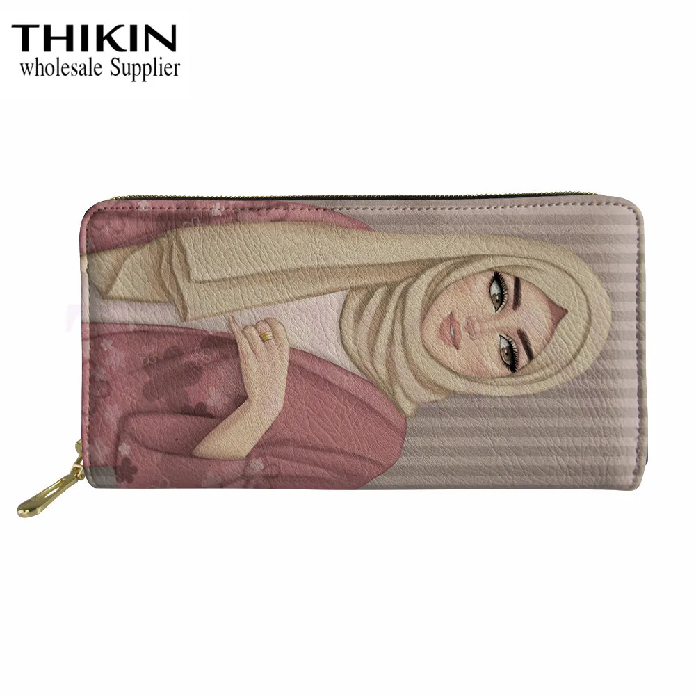 THIKIN кошельки для женщин хиджаб лицо Мусульманский Исламский грил глаза шаблон держатель для карт PU портативная вместительная сумка для хранения кошелек сумка для денег - Цвет: as picture