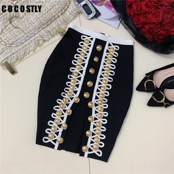 

2020 New Skirts Womens Bodycon Skirt Black Elegant Sexy Split Lace-up Button Celebrity Evening Party Women Skirt Vestidos Saia