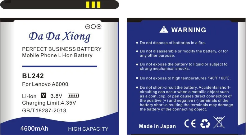 DaDaXiong 4600mAh BL242 Battery For Lenovo A6000 A6010 A3860 A3580 A3900  LeMeng K3 K30-T K30-W - AliExpress