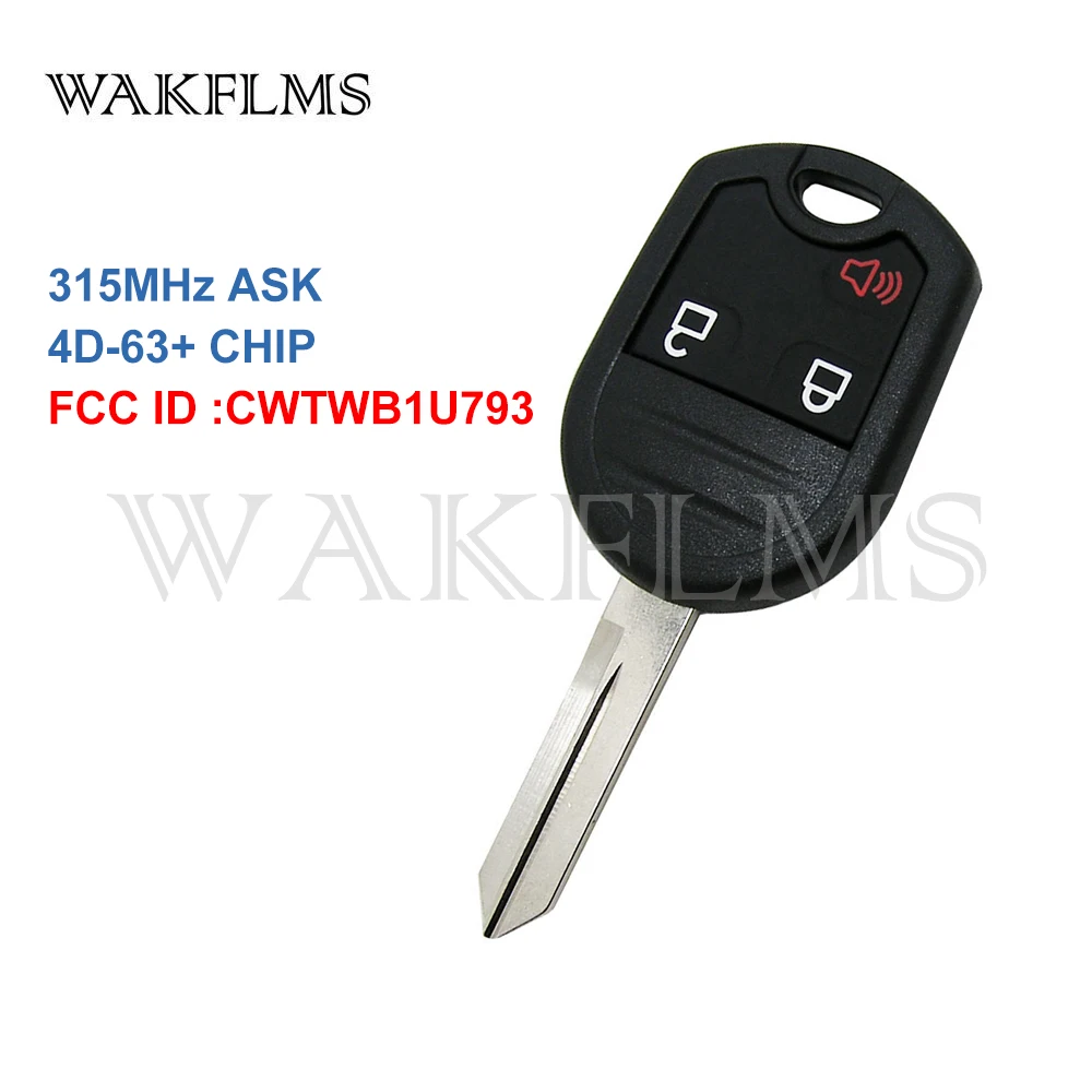 3btn remote Key fob 315MHZ For Ford Edge Escape Expedition Explorer Fusion Mustang Taurus 2005-2011 with 4D63 Chip CWTWB1U793