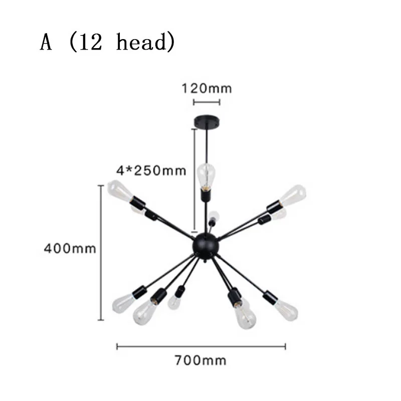 A 12 Head Black Современный дизайн, железный блеск, светодиодный диодный потолочный светильник для спальни, гостиной, столовой, гостиной, домашнего декора, светильник, светильники - Цвет корпуса: A 12 Head Black
