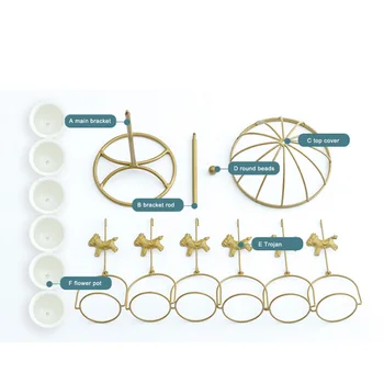 

Ceramic Succulent Flower Pots with Iron Shelves Fashion Combination Flower Pot Iron Frame Set Merry-go-Round Iron BV789