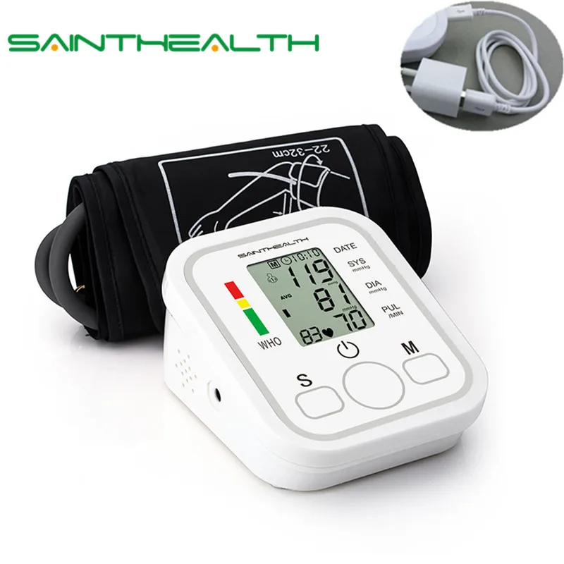 Günstig Saint Health Tragbare Automatische Digitale Arm Blutdruck Monitor BP Blutdruckmessgerät Manometer Meter Tonometer