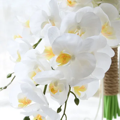 Водопад белый и желтый Свадебный букет с жемчугом белые пенопластовые Розы Искусственные Свадебные цветы Букеты букет De Mariage