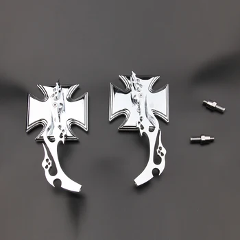 

Pair Universal Motorcycle Cross Rearview Side Mirrors Motorbike Rear View accessories CHROME For Harley Dyna Wide Glide Chopper