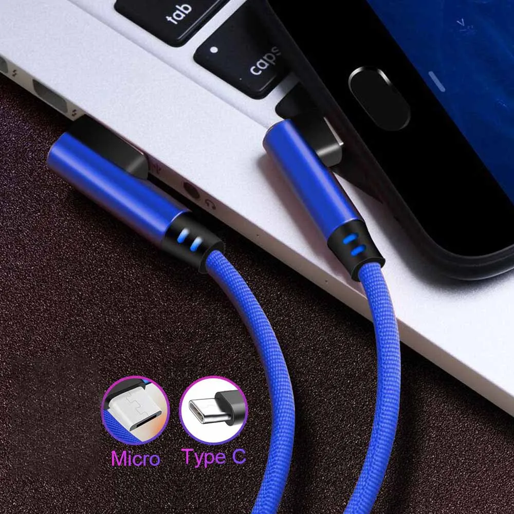 type c Micro usb type C кабель 2.4A 90 градусов быстрая зарядка зарядное устройство провод для Samsung A50 S10 Note 10 Plus Xiaomi Mix3 Iphone 11 XR - Цвет: type c