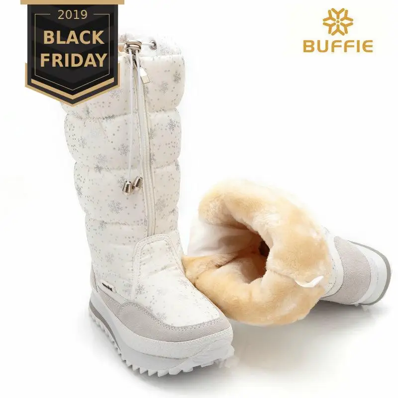 

2016 new winter high women boots plush warm lady shoe plus size 35 to 41 easy wear zipper up girl white colour flower snow boots