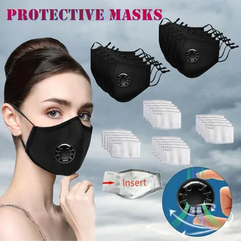 

Adult Cycling Mask Unisex 6pcs Solid Cotton Dustproof Windproof Exhaust s Masks With 13 filters washable reusable face mask