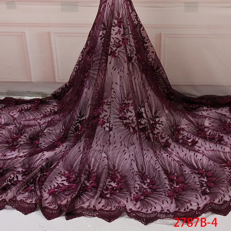 

Nice yellow Designs French Tulle Lace Fabric High Quality African Embroidery Laces with 3D Flower for Dresses AMY2787B-2