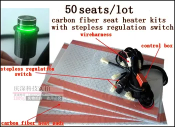 

50 seats/lot,the stepless speed regulation carbon fiber seat heater kits with green LED