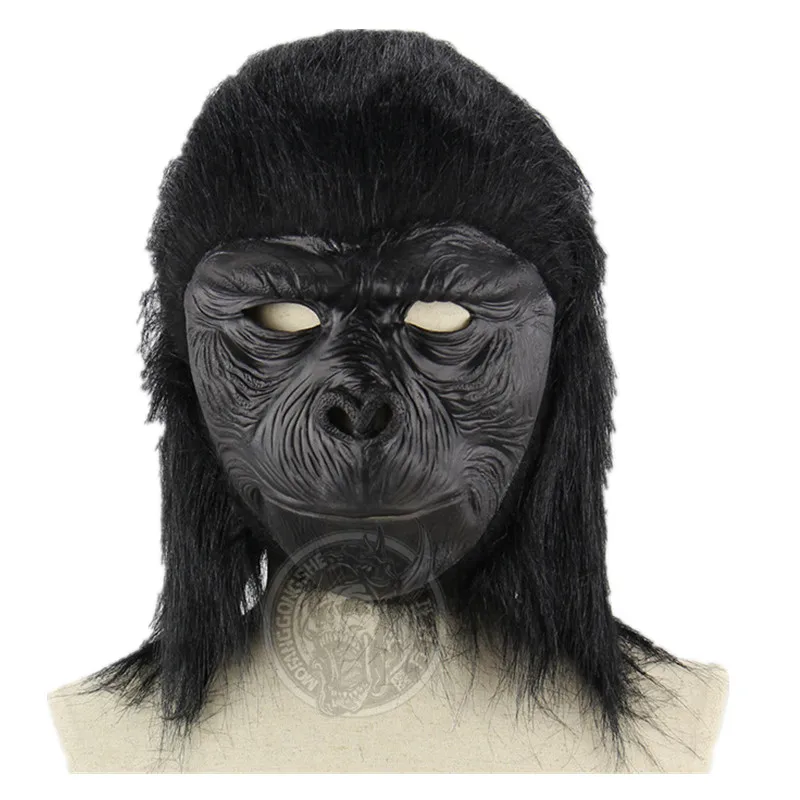 black ape Страшный динозавр, тигр, панда, единорог, собака, резиновая маска животного, латексные Вечерние Маски для животных, Детские Вечерние Маски для маскарада на Хэллоуин, забавная маска - Цвет: black ape
