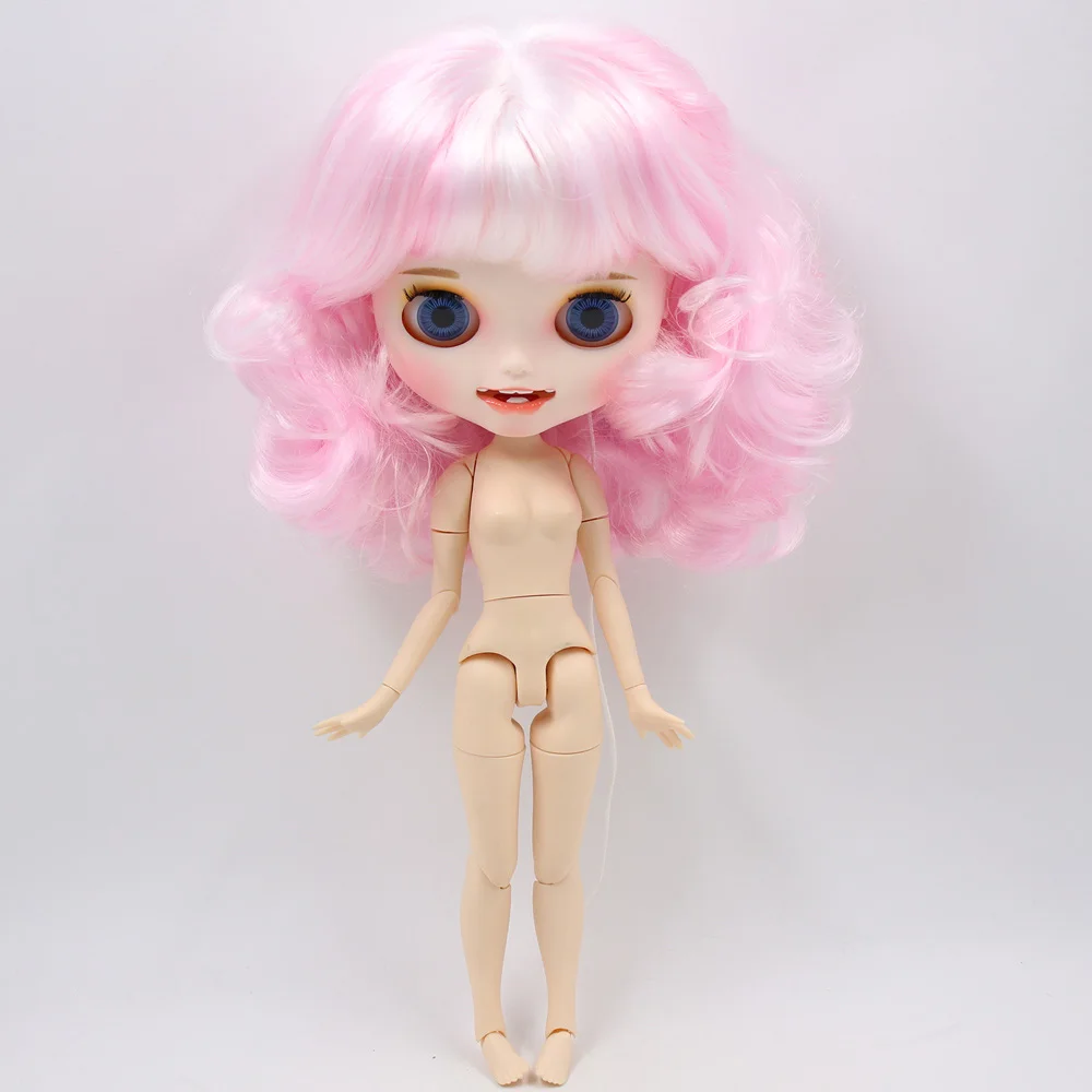 Ледяной обнаженный Blyth кукла No. BL136/1017 розовый микс белые волосы резные губы открытый рот матовые индивидуальные лица соединение тела 1/6 bjd - Цвет: like the picture