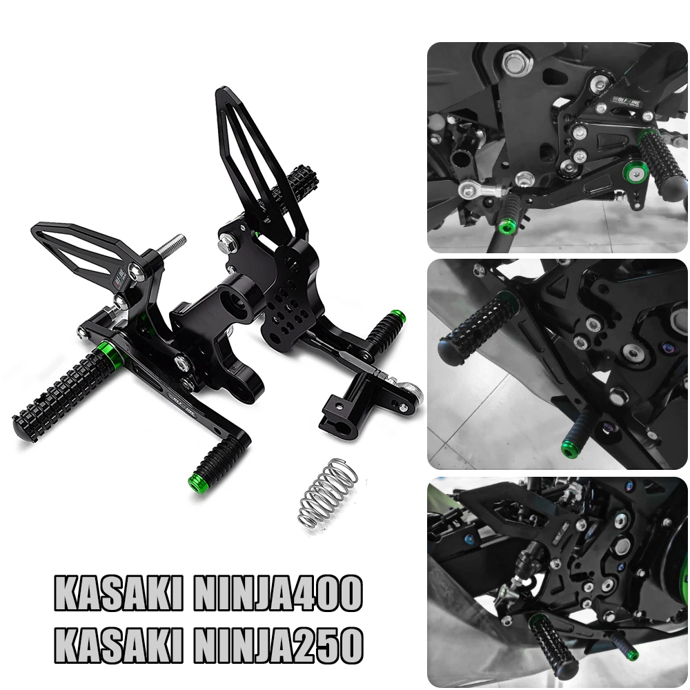 Adjustment Rider Motorcycle Footrests Rearset Rear Footpeg Foot Rests for Kawasaki Ninja 400 Z400-Ninja400 Ninja 250 motorcycle accessories motorcycle footrests