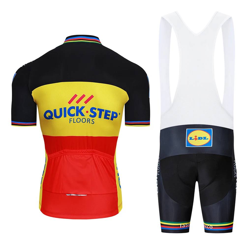 BlacK Quickstep Cycling Clothing Bike jersey Quick Dry Bicycle clothes mens summer team Cycling Jerseys 9D bike shorts set