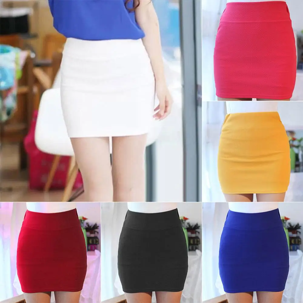

Women Lady Solid Color Slim Elasticity Short Skirt Fashion for Summer Party H9