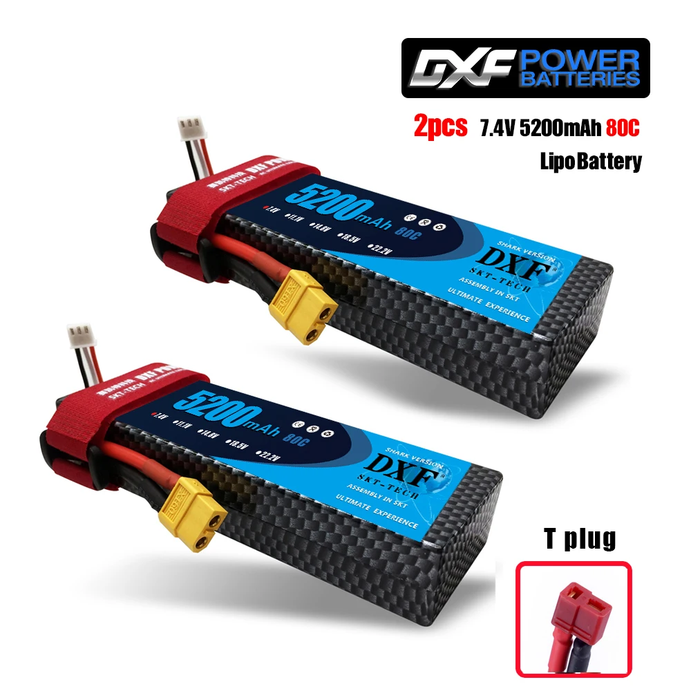 2 шт. DXF 7,4 В 3300 мАч 5200 мАч 6500 мАч Lipo аккумулятор жесткий чехол 2S 50C 60C 80C 1/10 1/8 весы для TRX Slash 4x4 RC автомобилей Жесткий Чехол - Цвет: 2PCS520080ChardDEANS