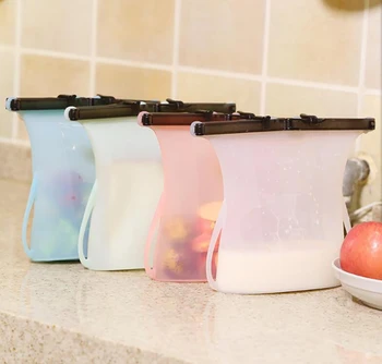 

Silicone Food Storage Bags Reusable Ziplock Bag Leakproof Containers Refrigerator Fresh Bag Vegetable Fruit Liquid Snack Storage
