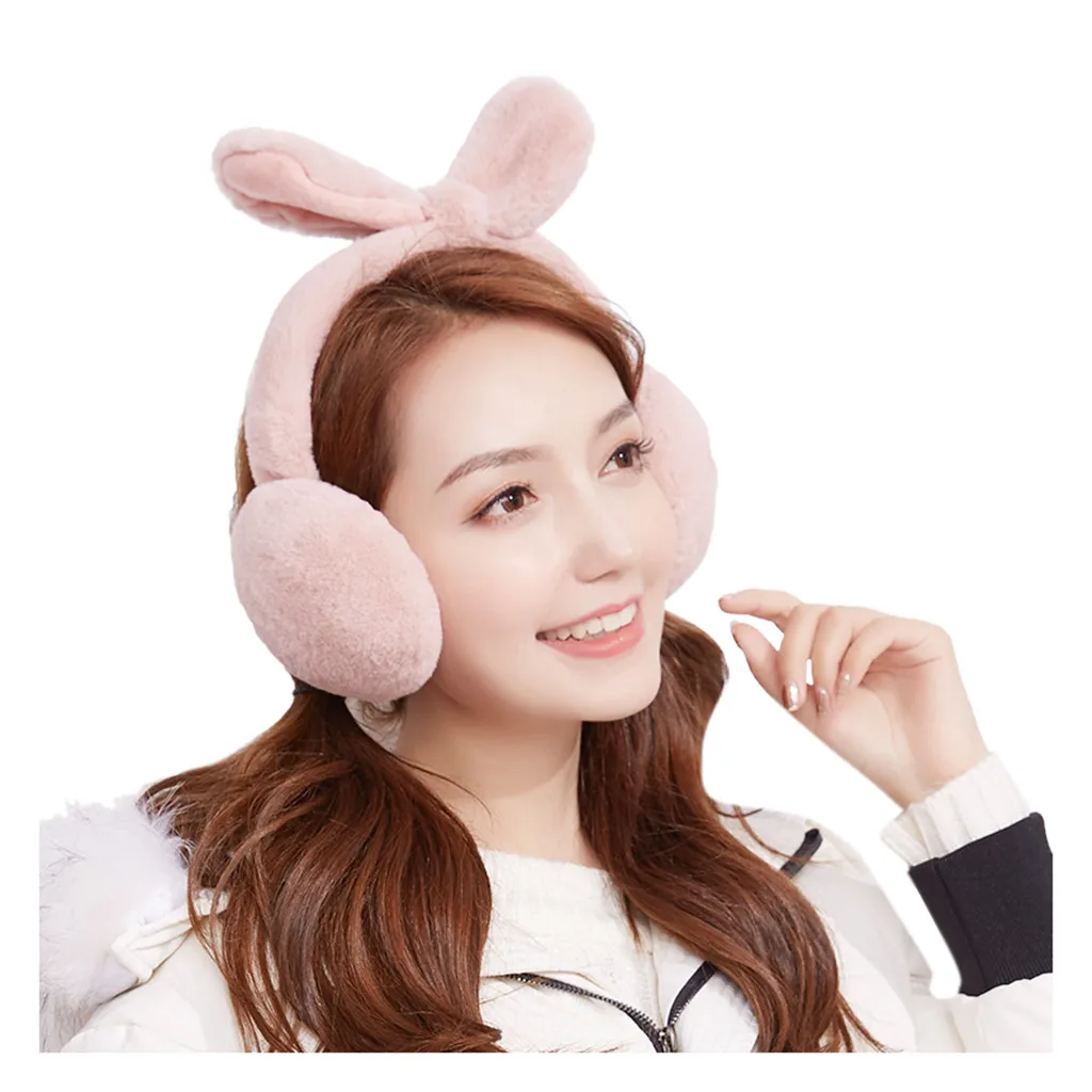 Unisex Foldable Winter Earmuffs Solid Reflective Ear Warmer Plush Earmuffs warm earphones accessories for women fur headphones