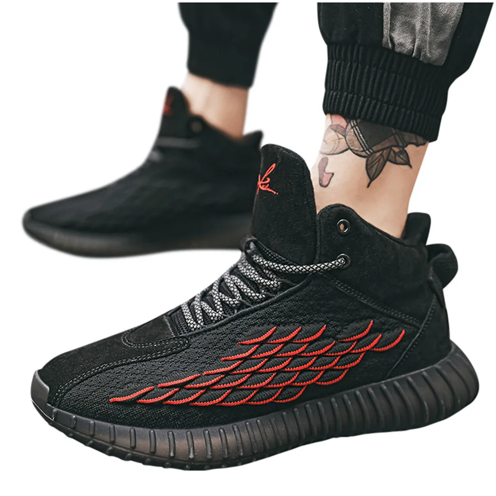 Men's Lace-Up Sneakers Breathable Mesh Lightweight Walking Lace-up Thick Bottom Sole Male Large Sports Shoes sapato masculino