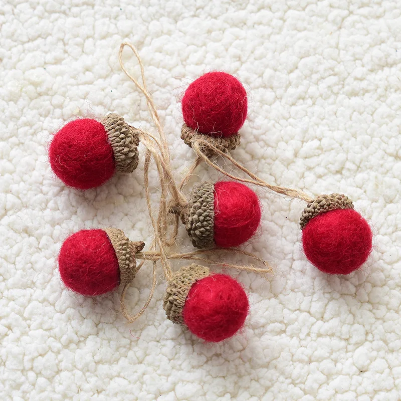 

6Pcs/set Nordic Christmas wool felt pine cone ornaments tree small ball pendant Christmas decorations for Home