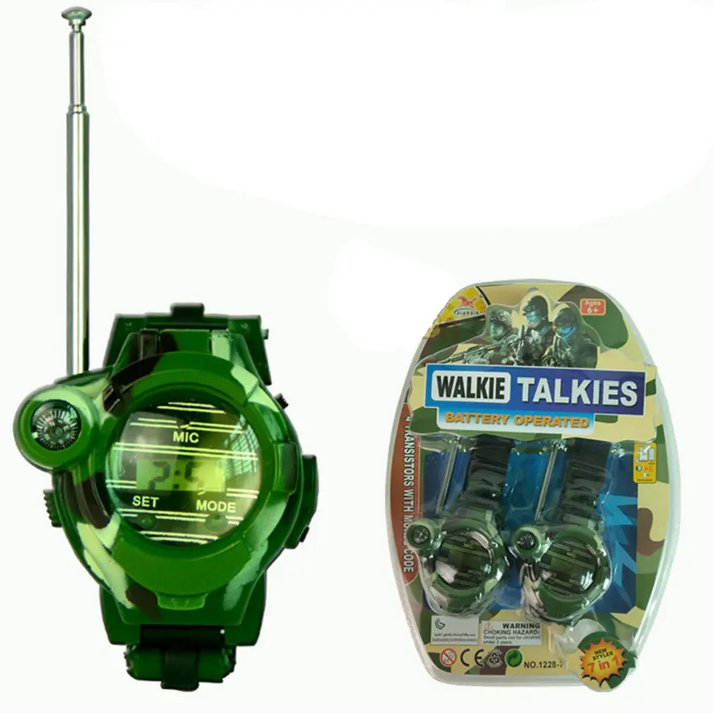2 шт рации Часы игрушки для детей 7 в 1 Камуфляж 2 способа радио мини Walky Talky интерфон часы детская игрушка