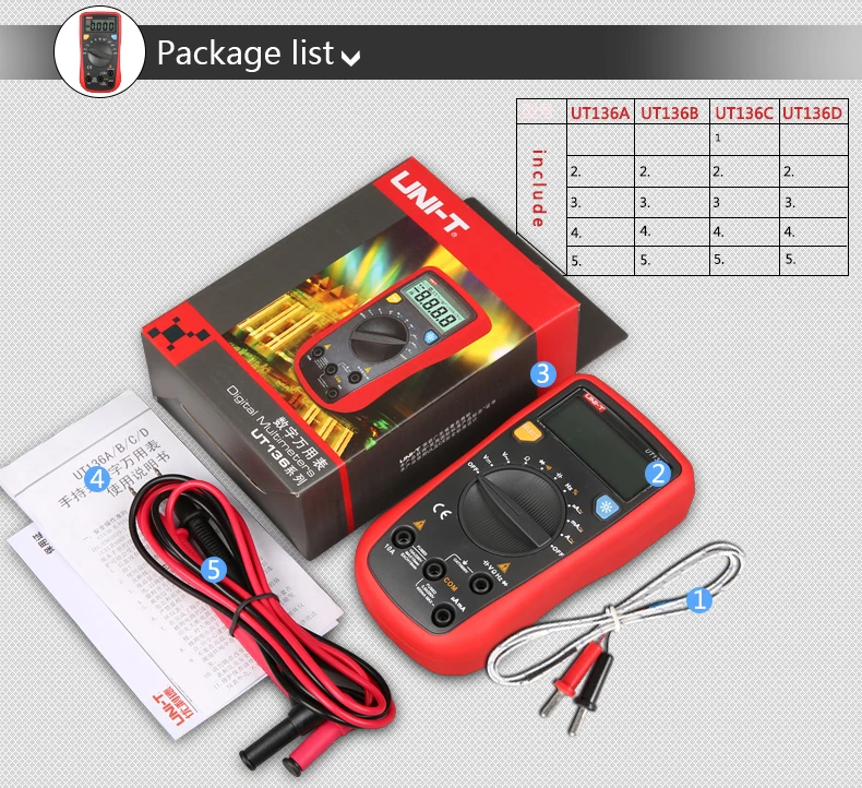 Блок мини цифровой мультиметр UT136A/B/C/D Карманный мультиметр с автоматическим переключением диапазонов цифровой AC/DC напряжение Мегаомметр