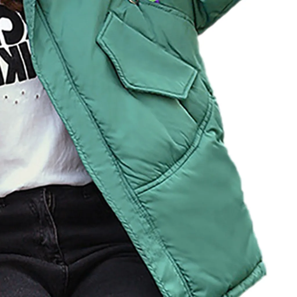 Winter Female Down Coat Jacket Women Stand Zipper Pocket Button Hooded Down Jacket Oversized Womens Short Parka Korean Style