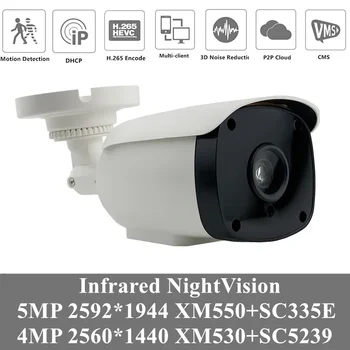 

4PCS H.265 5MP 4MP IP Bullet Camera Outdoor 2592*1944 6 Array Infrared IRC Onvif CMS XMEYE RTSP Motion Detection P2P Cloud