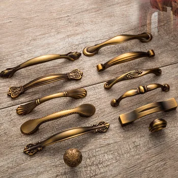 

Yellow Bronze Small Handle and Pulls Antique Classic Vintage Furniture Cabinet Door Wardrobe Drawers Knobs Kitchen Bookcase knob