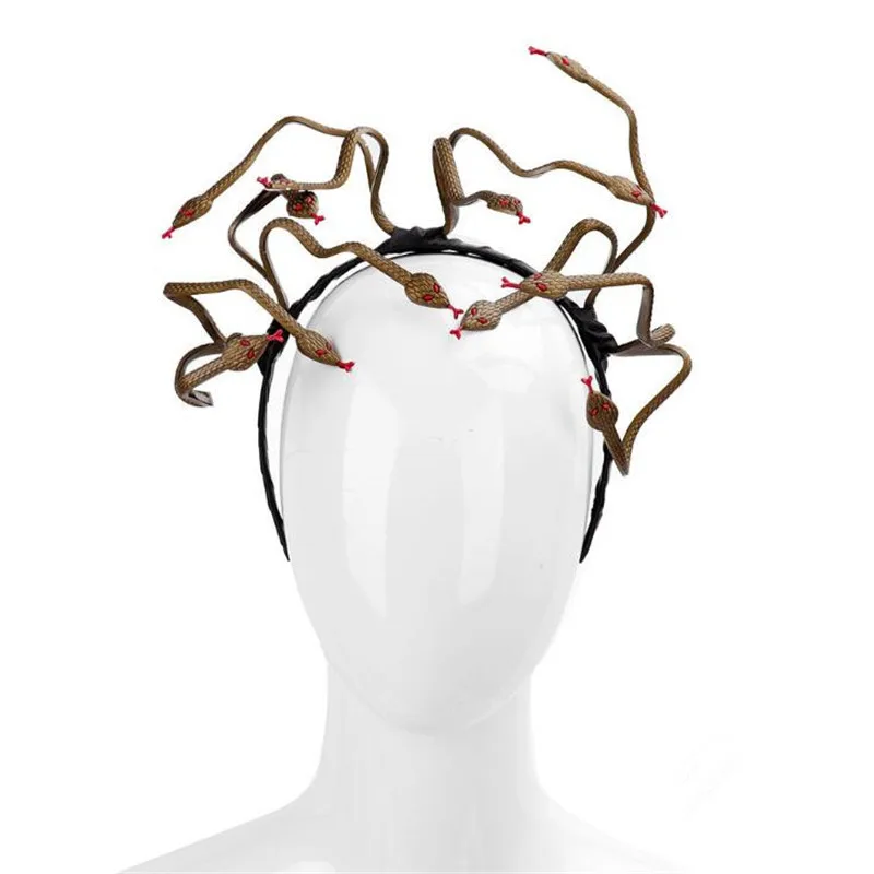 Medusa Headwear Маска животного для хеллоуина Тигр Волк кролик лиса косплей аксессуары реквизит костюм для вечеринки мяч панда дракон свинья ведьма Половина лица маска - Цвет: Medusa Headwear
