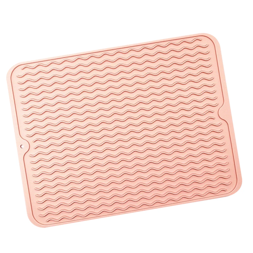 Дренажный коврик силиконовый инструмент для выпечки нескользящий жаростойкий стол утолщенный Домашний Складной Прямоугольный поддон для сушки посуды - Цвет: Розовый