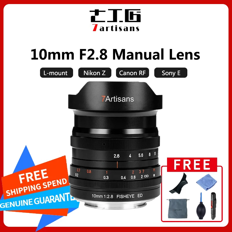7artisans 10 мм F2.8 полнокадровые ультра широкие Объективы рыбий глаз для Sony E A6400 Canon RF