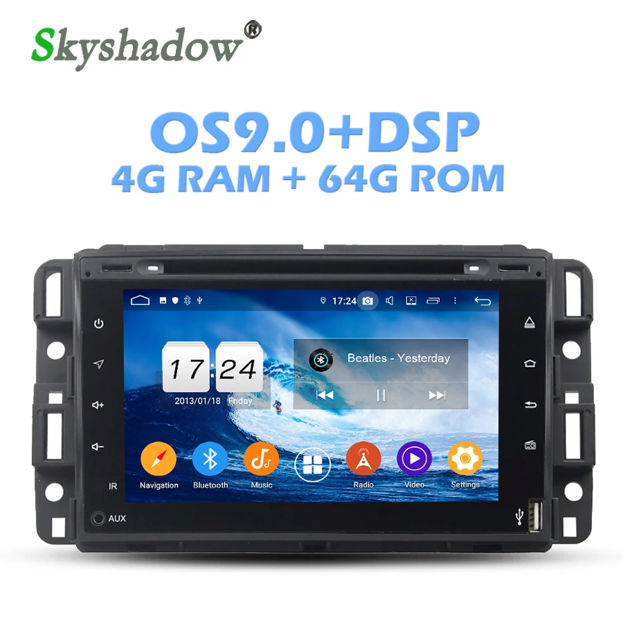 Ips DSP Android 9,0 4 Гб ОЗУ+ 64 Гб ПЗУ+ 8 ядерный автомобильный dvd-плеер Wifi Bluetooth 4,2 RDS радио gps карта для GMC Yukon Tahoe 2007-12