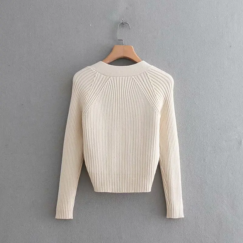 Women's Spring autumn v-neck pure color sweater Female slim single breasted cardigen knit tops blouse TB3631