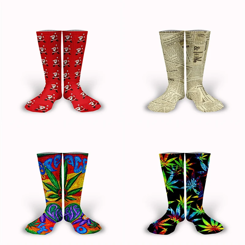 Новинка, дизайн, 3D принт, для взрослых, персональные, великолепные, граффити, носки унисекс, длинные, комикс, Рождество, древние, фруктовый принт, носки
