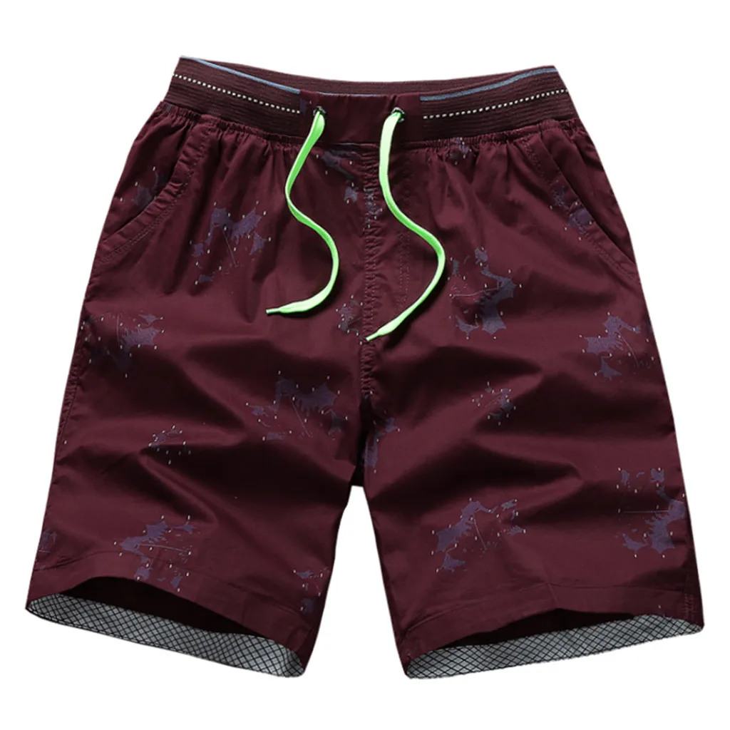 Модные мужские полосатые шорты на молнии с эластичным шнуром, повседневные мужские хлопковые спортивные пляжные шорты с принтом - Цвет: Красный