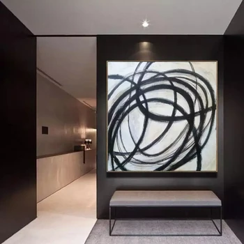 

Large Abstract Canvas Black And White Oil Painting Canvas Abstract Painting Canvas Original Artwork Abstract Living Room Decor