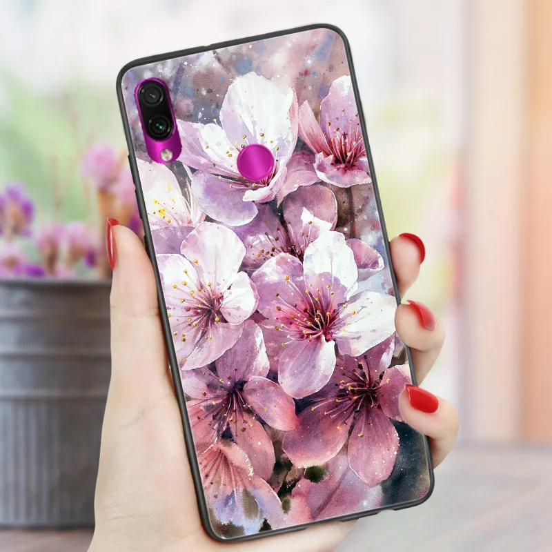 SCT Чехол с цветами для Xiao mi Red mi 7A Note 7, 8 T, 6, 5, K20 Pro, глянцевый Жесткий Чехол для бампера Xiaomi mi, 9 T, 9SE, красный чехол для mi 8, 5, 5 Plus, 6A - Цвет: SCT