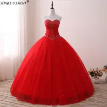 Элегантное Настоящее фото Vestido De Noiva милое красное Бисероплетение сладкое 16 Бальные платья Пышные Платья