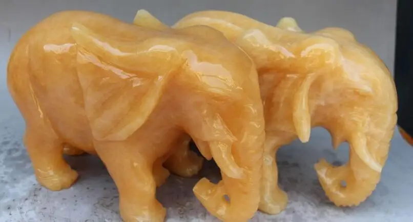 " Чино натуральный amarillo нефрит amarillo благоприятный elefantes estatua par животное mascota животное